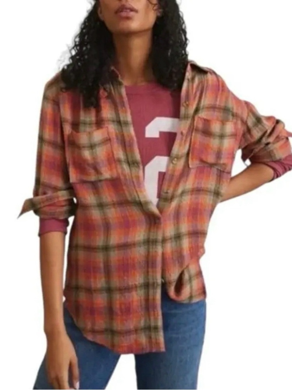 Pilcro Anthropologie Plaid Button Up Shirt 90s Grunge Boho Women Small Western